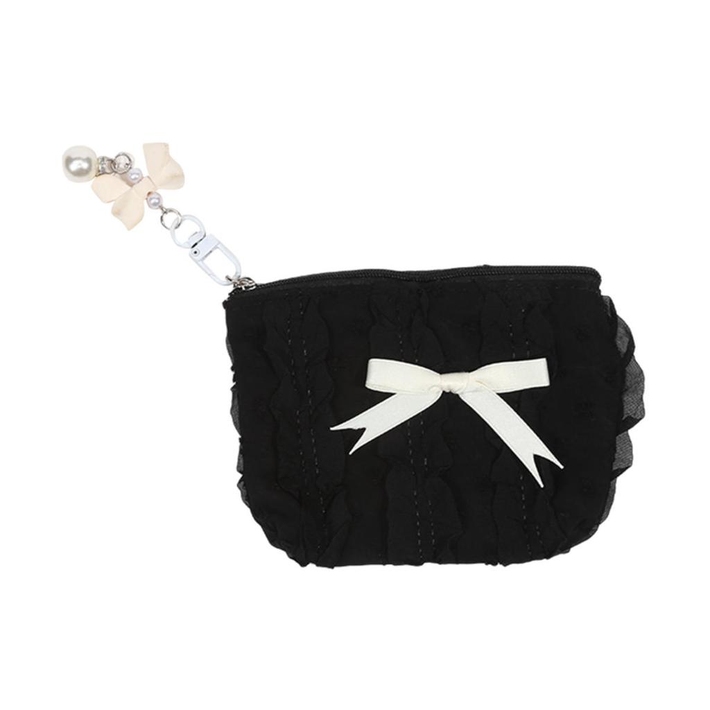 Милый кружевной кошелек с бантом, портативная косметичка для хранения, ключница, косметичка для помады, органайзер для наушников, клатч, сумки на молнии, женские кошельки