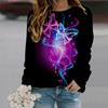 Fall Autumn Women'S Fashion O Neck Long Sleeve T-Shirt Loose Clothes Blue Curved Butterfly Print T Shirt For Girls Street