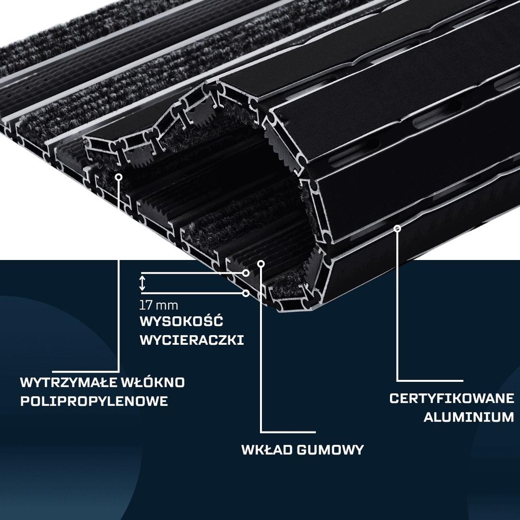 Polentex Aluminum Doormat Rubber + Grosgrain: 60X40, 17Mm With Frame
