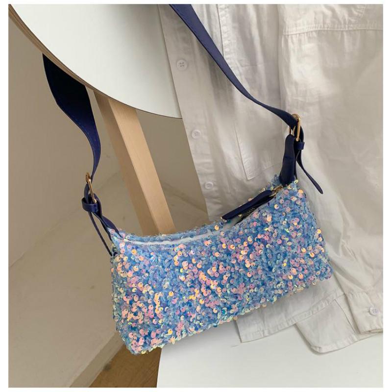 Популярная маленькая сумка с пайетками женская сумка новая модная дикая сумка через плечо подмышечная сумка-мессенджер