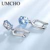 Umcho Серьги-клипсы с синим топазом и драгоценными камнями для женщин, модные серьги на юбилей, день рождения, День святого Валентина, ювелирные изделия, подарки