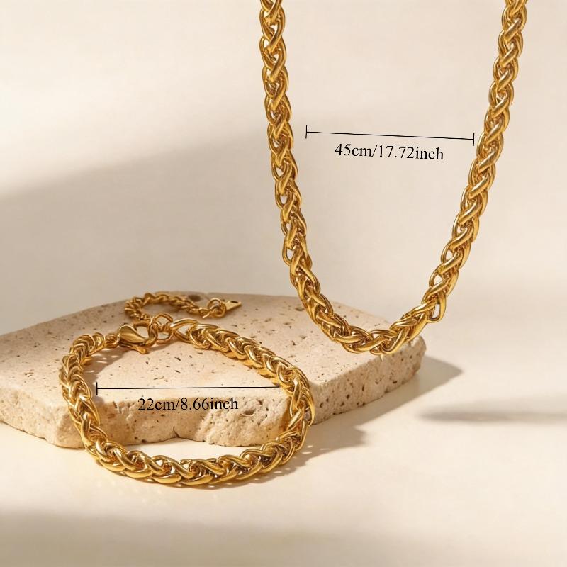 2Stainless steel twisted chain necklace set, suitable for gifting, vintage, high-end, niche, simple, elegant, casual, trendy, fashionable, versatile,