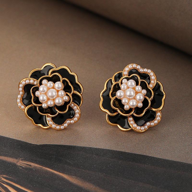 Camellia Shijia Haibei Bead Necklace Women's Light Luxury Niche High-end Sense Fashion Drip Glaze Pearl Clavicle Bracelet Earrings
