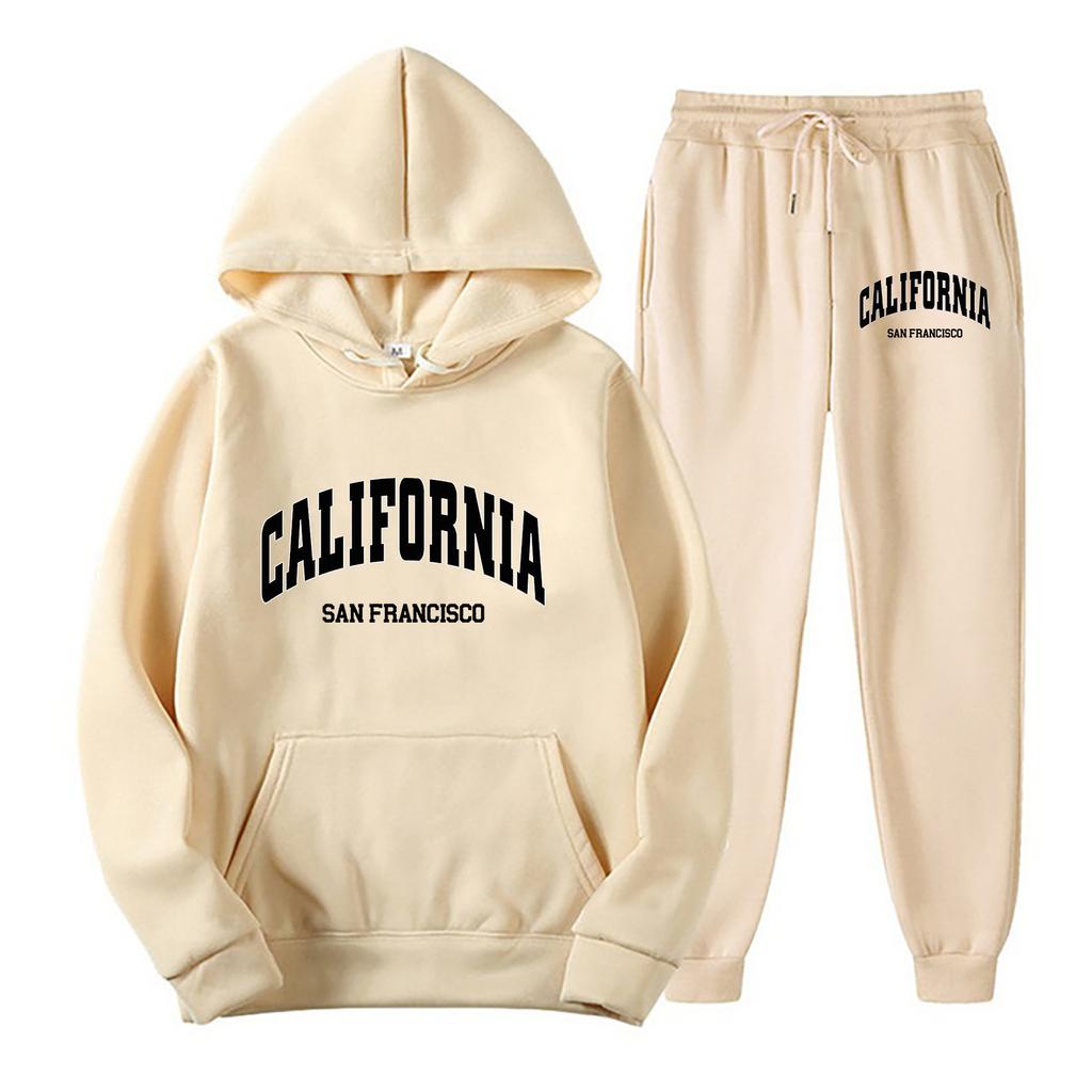 European and American trendy brand hoodie loose fleece sweater set men's and women's long-sleeved sweater sweatpants pullover hoodie
