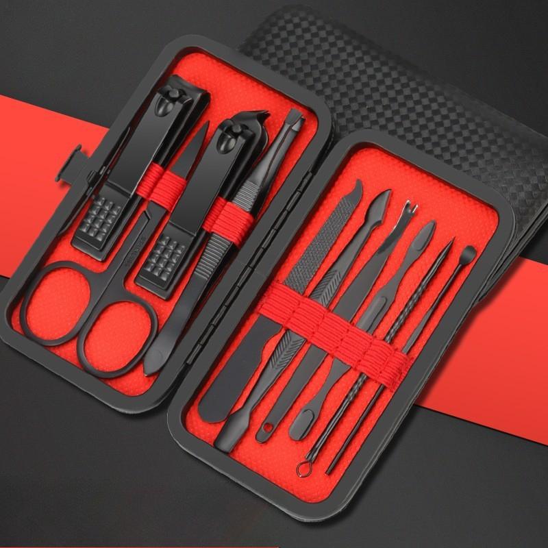 Портативные роскошные маникюрные наборы, наборы для педикюра, набор ярких черных кусачек для ногтей, средства личной гигиены, ножницы для бровей