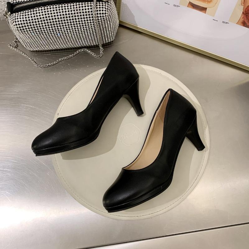 2024 Брендовые женские туфли на низком каблуке с острым носком для офиса и карьеры Новые туфли на однотонном каблуке больших размеров Womenzapatos