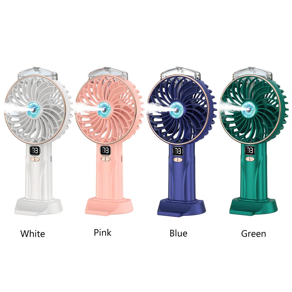 Digital Display Cooling Electric Fan USB Rechargeable Spray Handheld Fan 4000mAh Small Humidifying Fan for Travel Office Outdoor