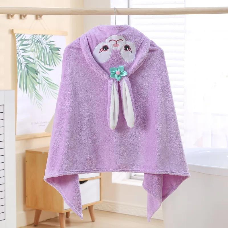 МОДНОЕ банное полотенце для детей, накидка с капюшоном, впитывающий детский халат с капюшоном, детское банное полотенце из кораллового флиса с рисунком для детей
