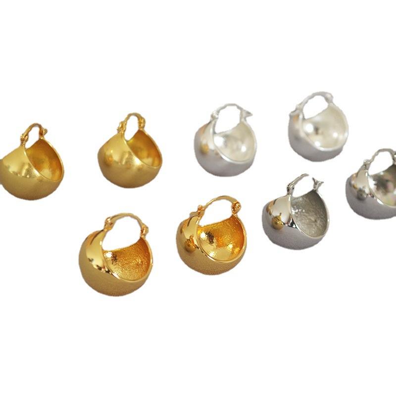 Серьги Celi Style Ретро Преувеличенные Полые Шары Простые Модные Темпераментные Латунные Позолоченные Серьги Женщины