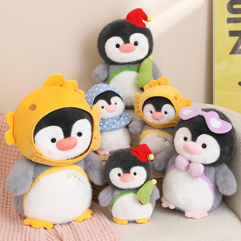 Новая плюшевая игрушка Пингвин Обнимает Рыбу Мягкая набивная игрушка Пингвин Каваи Плюш Декор комнаты Подарок на день рождения