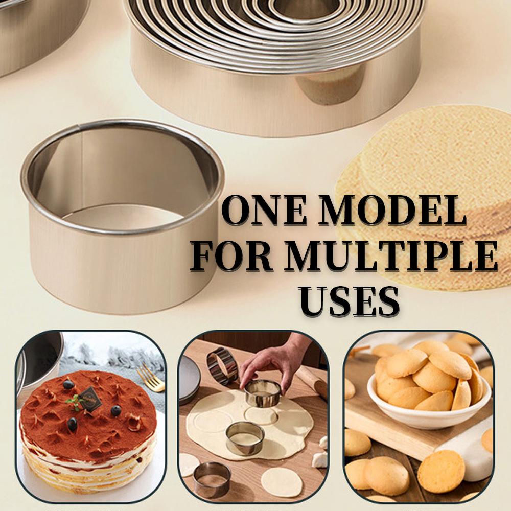 12PCS/Set Stainless Steel Round Cake Mold Baking Mousse Ring Kitchen Cutter DIY Cake Ring Tools Tools Pizza Cooking Cookie