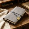 Durable Cover Notebook Faux Leather Writing Journal Notebook, 6 Ring Loose Leaf Binder, 7 Inch Diary Sketchbook with Clock Pendant for Travel Business