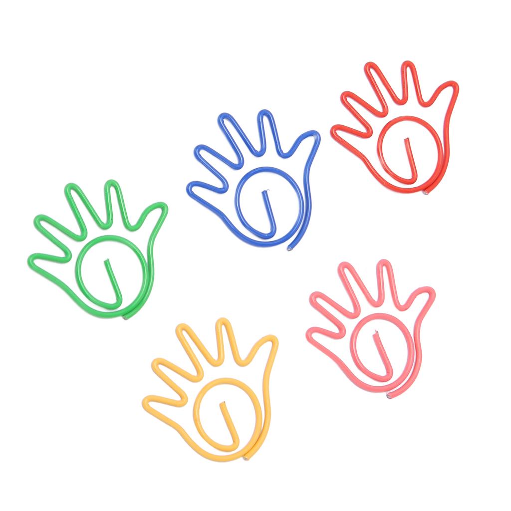 100 шт. милые скрепки в форме руки, разные цвета, гальванизированные, необычные скрепки для семьи 