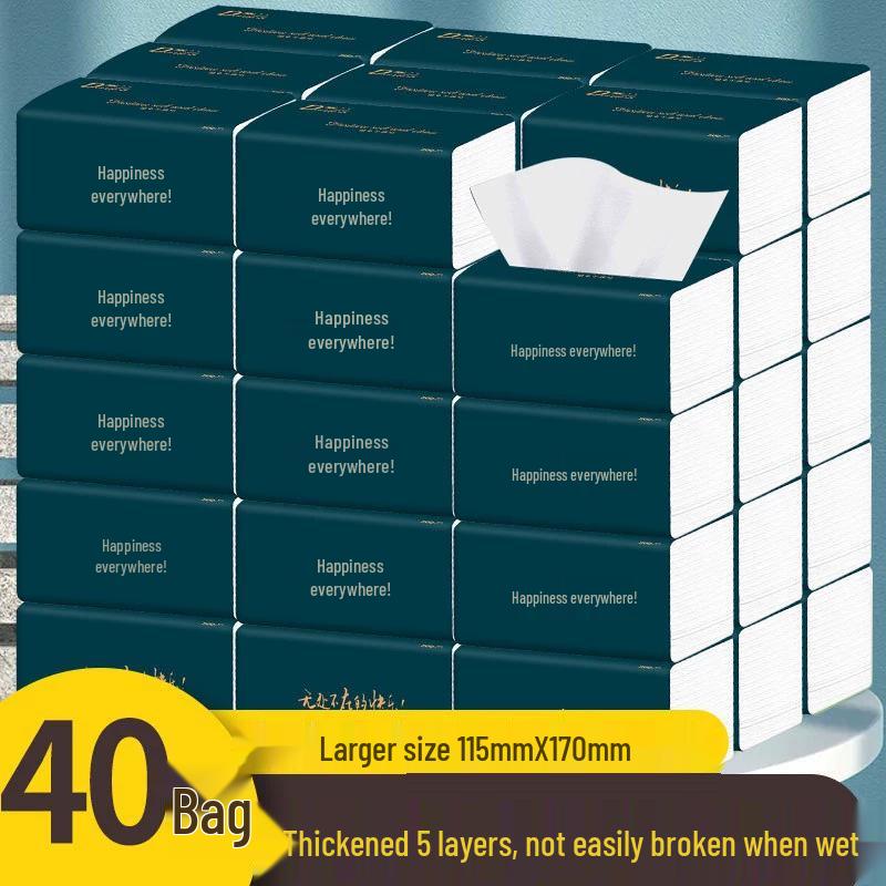 5-Ply Extra Thick Virgin Wood Pulp Facial Tissues, 420 Tissues, Pull-Out Style, Full Box Value Pack