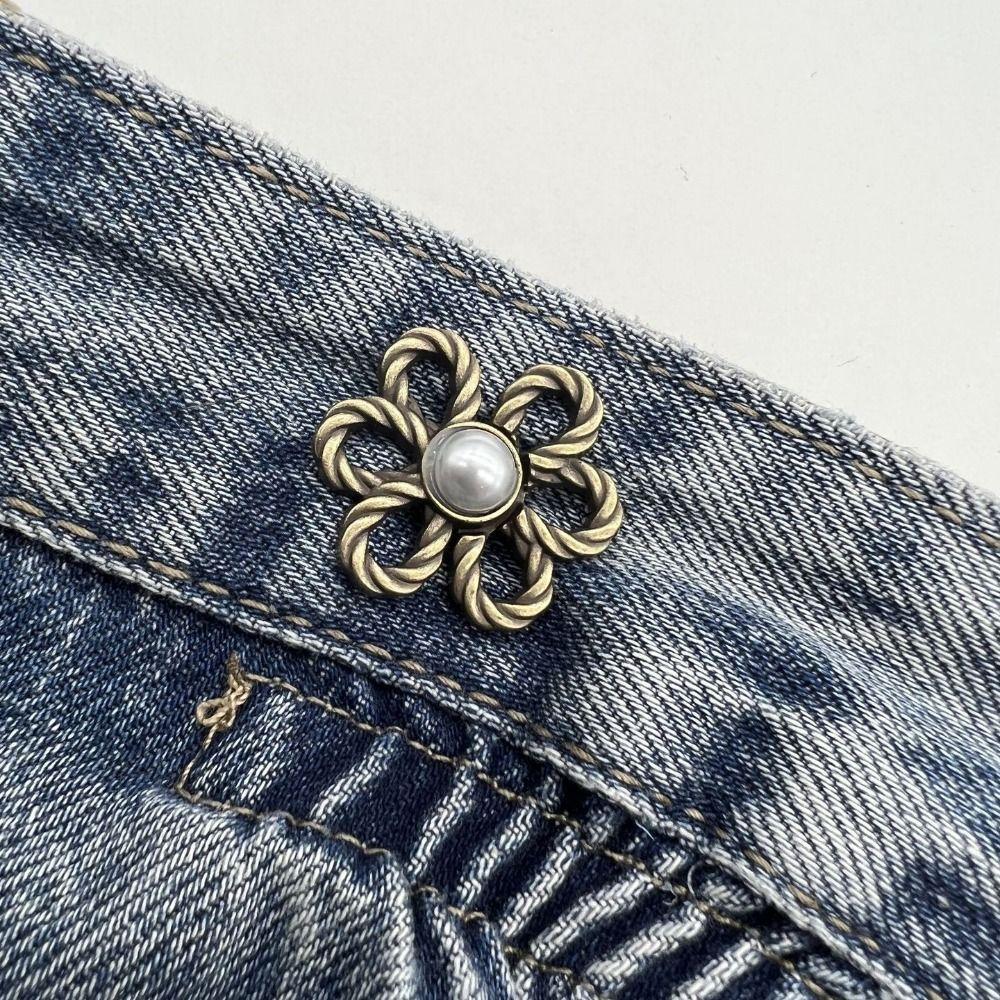 Button Clasps Flower Pants Button Tightener Zinc Zinc Alloy Jean Buttons for Loose Jeans Party