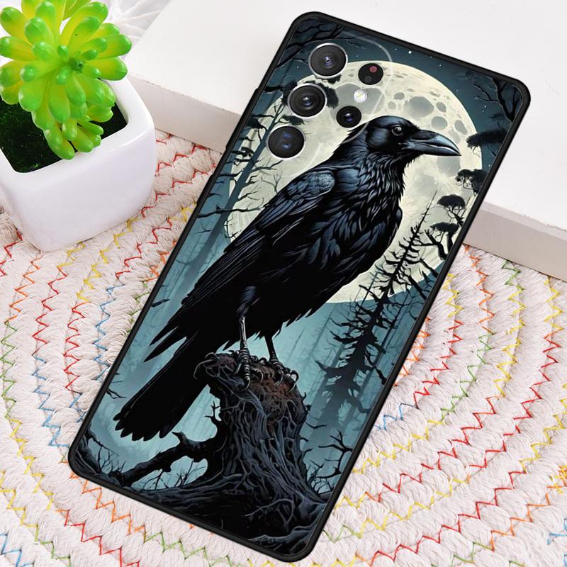 Готический Чехол-Крышка из Силикона с Вороном Для Samsung Galaxy note 10 pro S26 S25 S24 S23 S22 S21 Plus S25Ultra Capa
