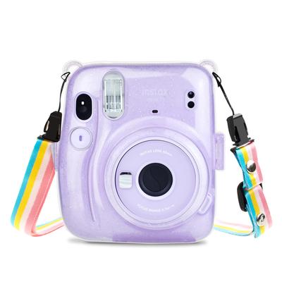 Kinokoo Чехол для камеры Fujifilm Cheki instax mini 11 mini11 Жесткий чехол PC Крышка с плечевым ремнем Блестящий прозрачный чехол, (фиолетовый)