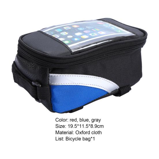 Сумка на раму велосипеда, водонепроницаемая сумка из ткани Оксфорд с сенсорным экраном и застежкой-молнией, сумка для передней трубки для горного велосипеда