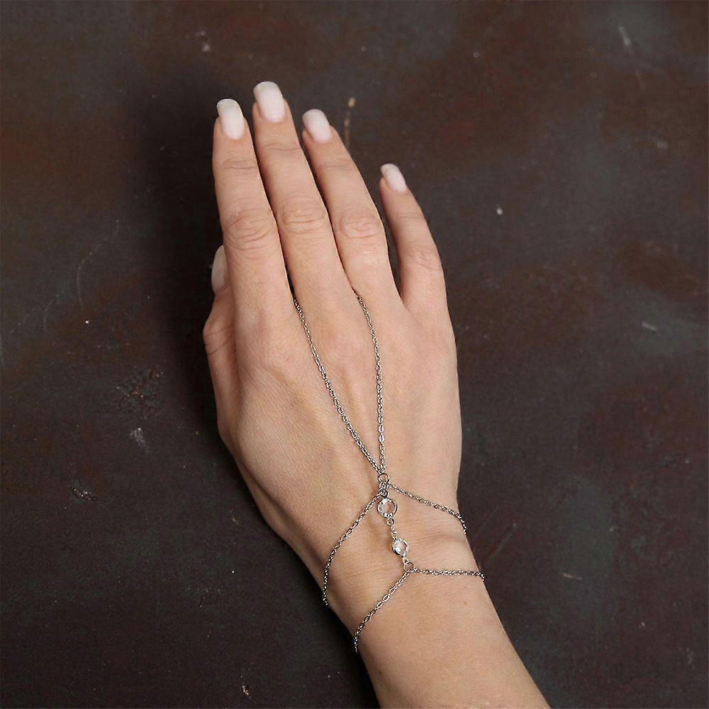 New double-layer finger bracelet cold Feng Shui diamond bracelet personality small diamond bracelet female Bracelet white diamond silver plated