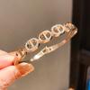 Love Heart Pearl Cross Bangle With Cubic Zirconia For Fashionable Office Wear