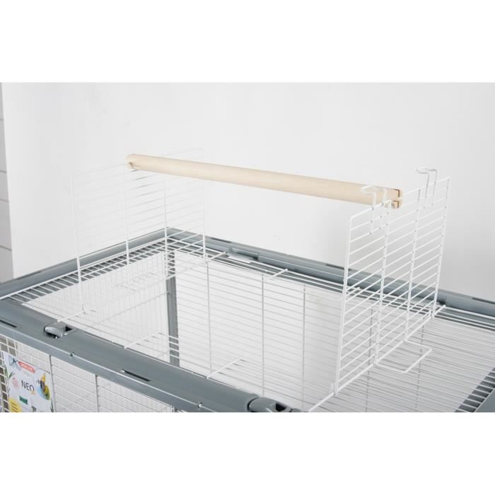 Cage surélevée Néo Jili pour oiseaux - ZOLUX - L 78 x P 47,5 x H 112 cm - Gris