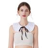 Women Girls Vintage Lolita False Fake Collar Shawl Sweet Ruffles Lace-Up Bow Decorative Necklace Choker Short Poncho