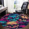 1PC Skull Vibrant Office Round Area Rug, Mat Suitable For Office, Under Office Chairs Bedroom Living Room Home Decor, Room Deco