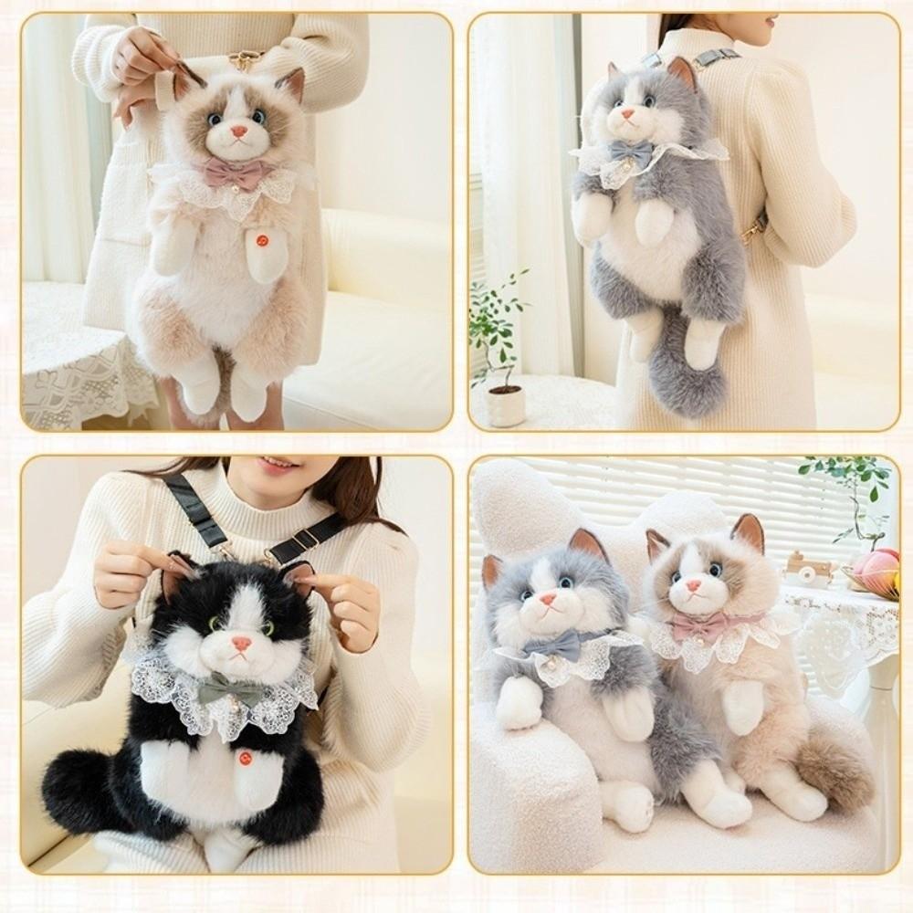 Новый реалистичный кукла-кот, имитирующая кота, рюкзак-кот, мягкий пушистый, милый мультяшный кот, рюкзак, сумка через плечо, повседневный рюкзак