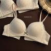 Sweet girl lace edge sexy underwear women's small breasts gather and show big anti-sagging bra women's cotton chest without steel ring