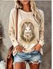 Women Long Sleeve T Shirt Christmas Teddy Bear Wreath Snowflake Vintage Frame Print Crew Neck Casual Tops