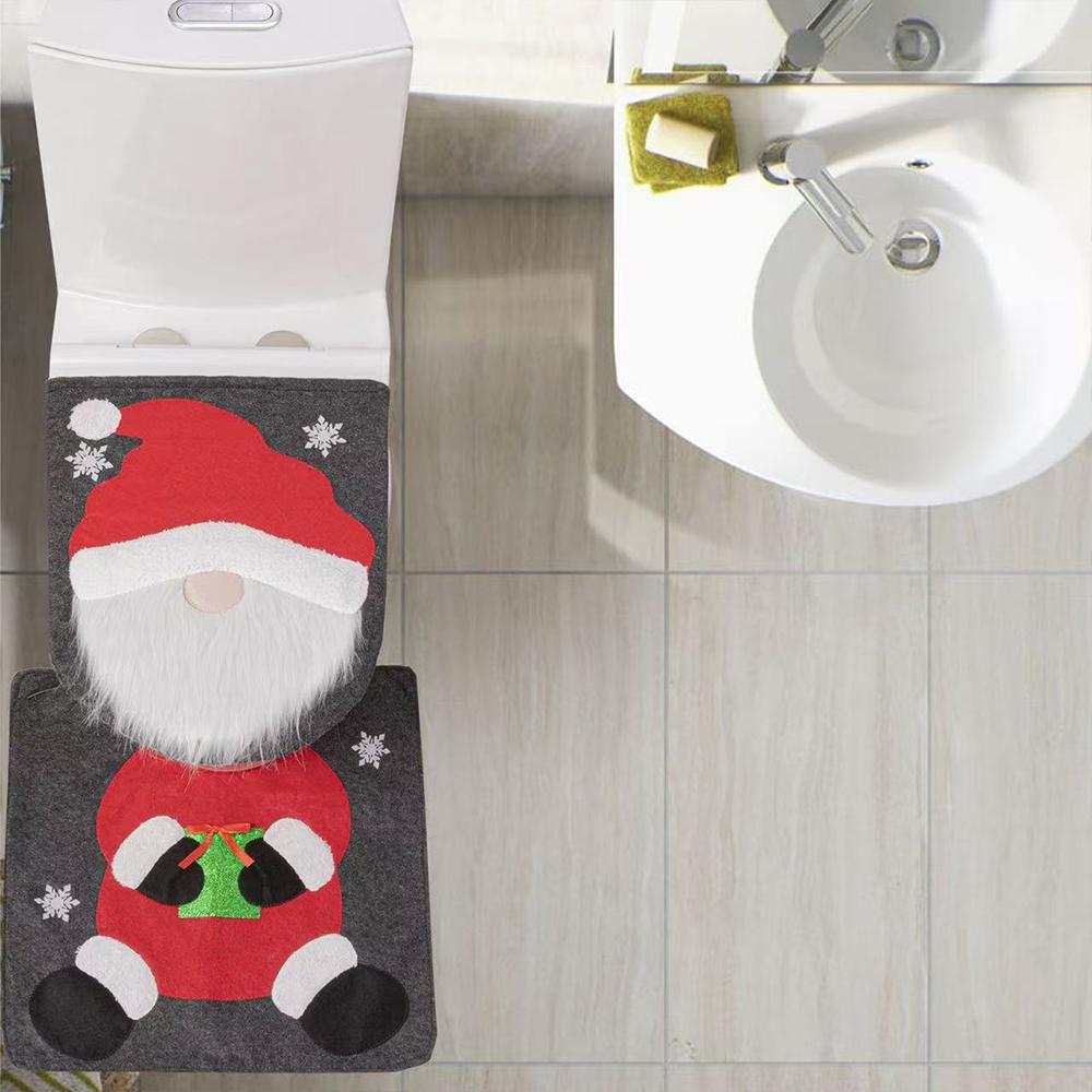 Runtowo 2pcs/set Christmas Toilet Seat Covers 2026 Merry Christmas Decor for Home Navidad Xmas Gifts New Year 2026 Santa Claus
