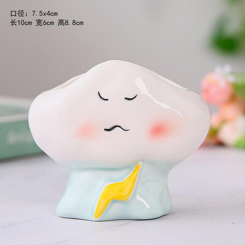 Cute Cartoon Animal Flower Pot Hand-painted Weather Themed Succulent Small Potted Ceramic Combination Gardening  Rainy Style