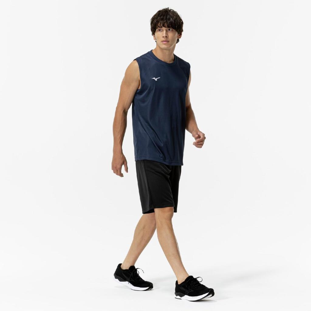 Mizuno Майка для тренировок NaviDry, Топ, Футболка без рукавов, Влагоотводящая, Быстросохнущая, Нижнее белье, 32MAC199, Темно-синий/Белый