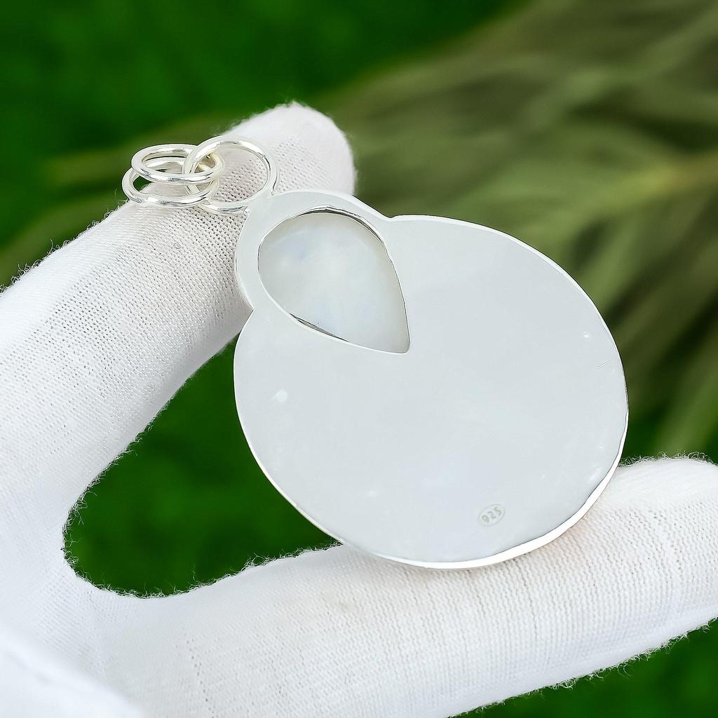 Mothers day Sale Sterling Silver Rainbow Moonstone Stone Crown Chakra Pendant