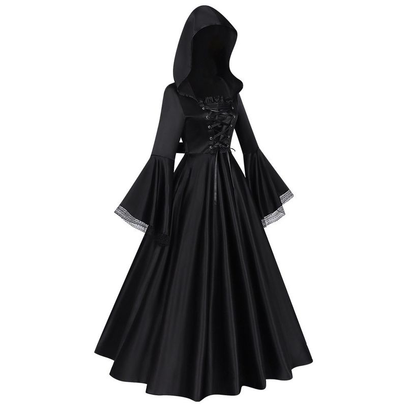 European and American Plus-Size Gothic Long Dress for Women, Renaissance Cosplay Costume, Halloween Ball Cosplay Performance Outfit.