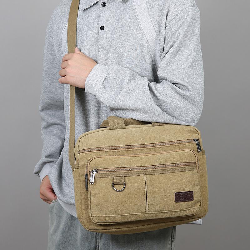 Men's Luxury Canvas Messenger Bag - High Quality Crossbody Shoulder Tote (Vintage Style Travel & Casual Handbag)