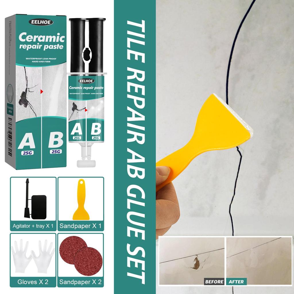 Набор пасты для ремонта плитки Набор пасты для ремонта плитки Заполнитель для плитки Универсальный акриловый средство для заделки трещин Сверхпрочный набор Ремонт ванны