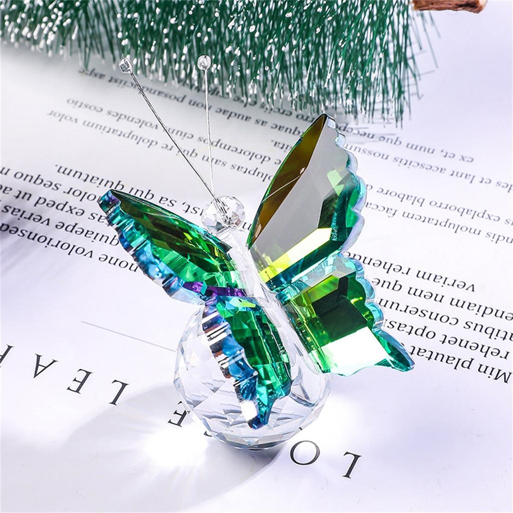 Crystal Flying Butterfly With Crystal Ball Base Statue Collection Cut Butterfly Animal Decoration Suitable For Desk, Home, Bedroom