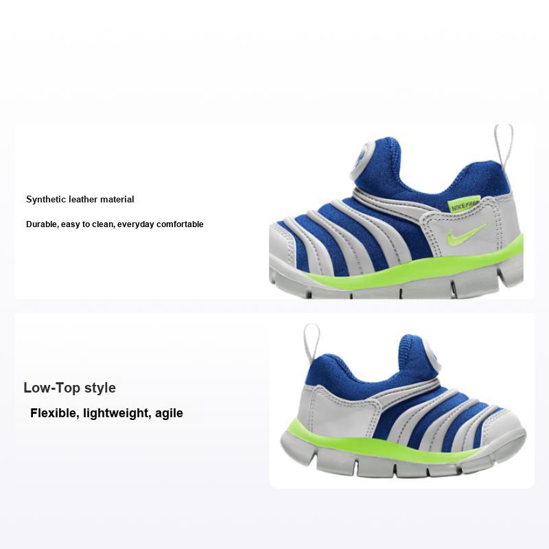 Nike Dynamo Бесплатные Удобные Повседневные Нескользящие Амортизирующие Износостойкие Кроссовки с Низким Верхом для Ходьбы Детские кроссовки Серый Зеленый Синий 343938-436