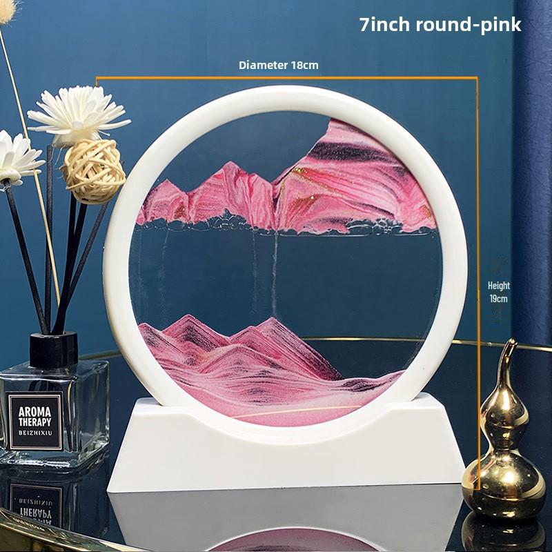 Creative 3D Quicksand Painting Round Glass Craft Hourglass - Unique Desktop Ornament Gift