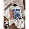 Slow Morning Coffee Club Print Tshirt Stacked Coffee Cups Graphic Short Sleeve Round Neck Casual Tops Unisex Daily Streetwear