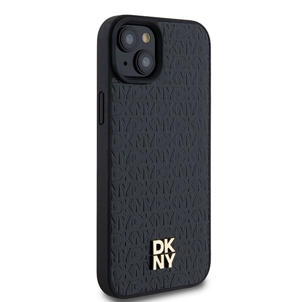DKNY DKHMP15SPSHRPSK iPhone 15 / 14 / 136.1" black/black hardcase Leather Pattern Metal Logo MagSafe