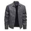 Autumn Mens Dark Grey Jacket Coat Men Pu Leather Motorcycle Jacket Men Solid Color Zipper Streetwear Coats Biker Jacket Men