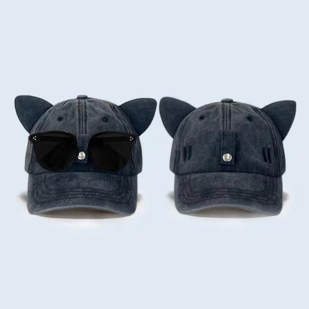 Весна и лето Новые милые солнцезащитные очки с кошачьими ушками бейсболка и женская уличная хип-хоп солнцезащитная кепка Mal I5B5