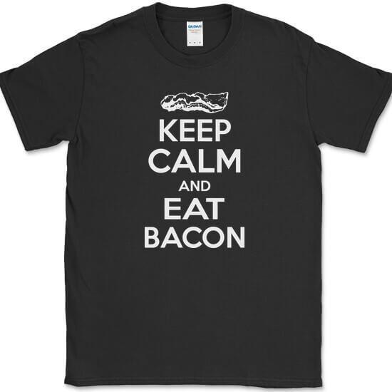 Keep Calm and Eat Bacon T-Shirt Funny BBQ Grilling Food Pork Tee
