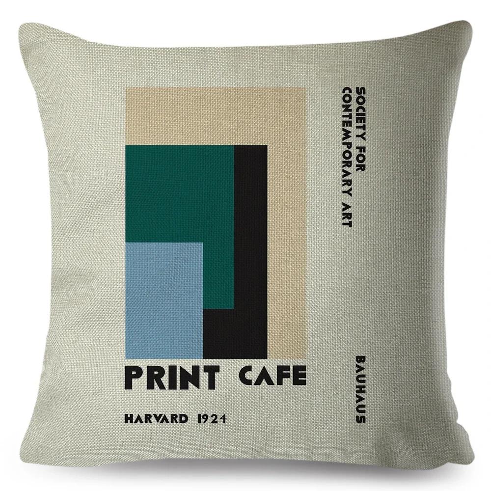 Nordic Polyester Throw Pillow Case for Sofa Minimalist Color Block Double Print Cushion Cover Decor Bauhaus Modern Pillowcase