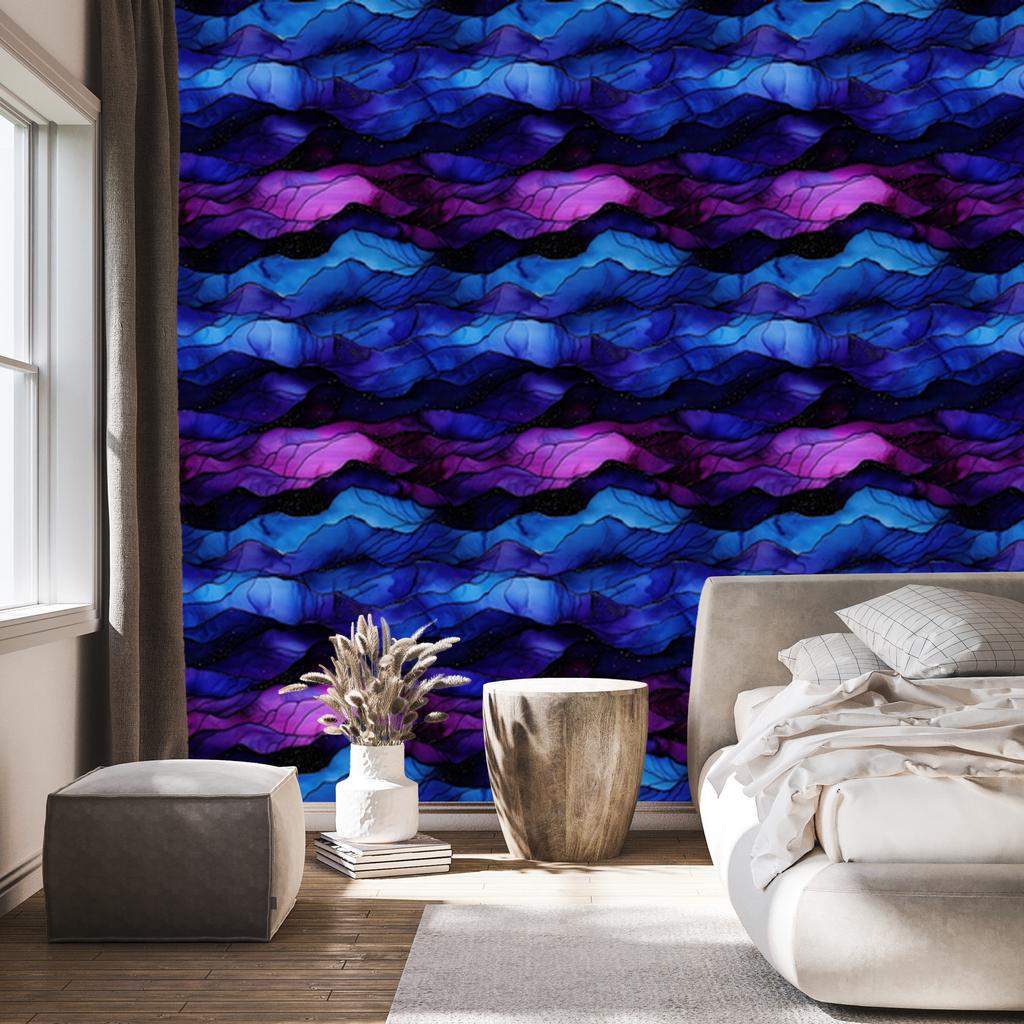 Wallpaper Ink blue, navy blue, black and purple 50x1000