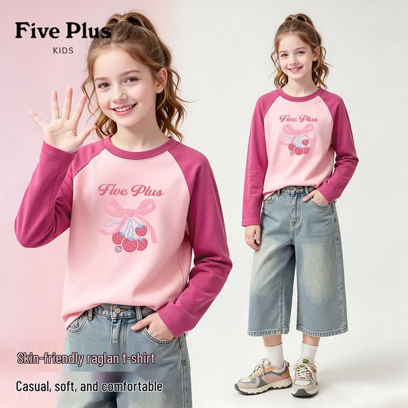 Повседневная футболка с длинным рукавом для девочек FivePlus