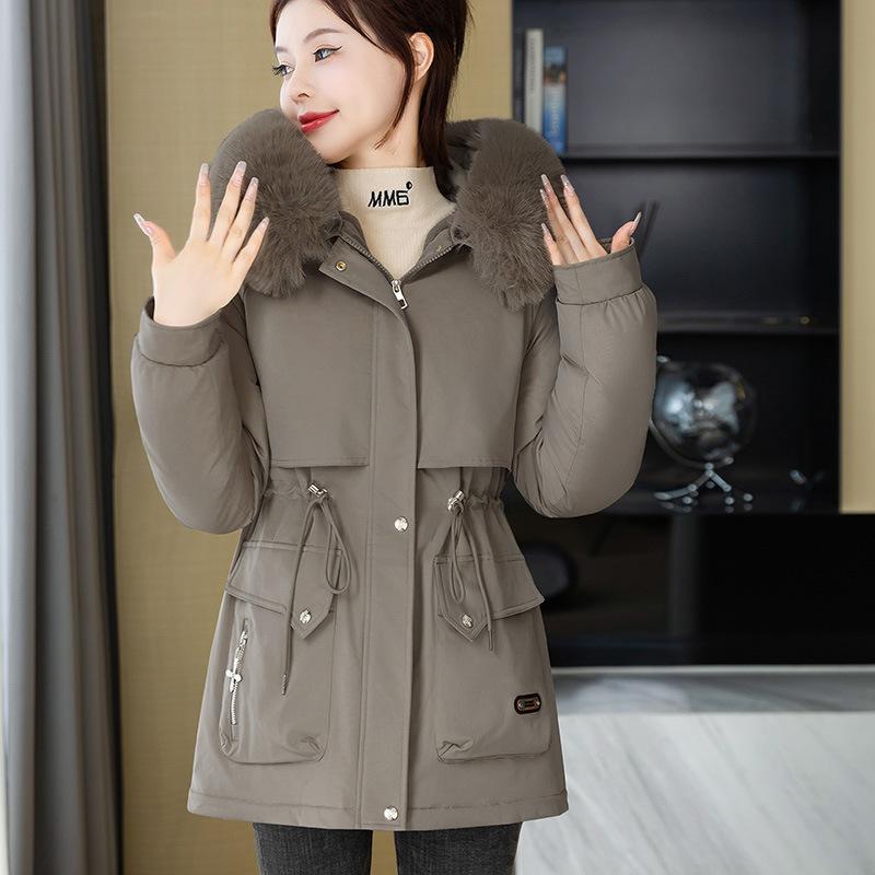 Короткая парка зимнее хлопковое пальто женская утепленная куртка с меховым воротником куртка из хлопка с капюшоном удобная и молодежная женская верхняя одежда