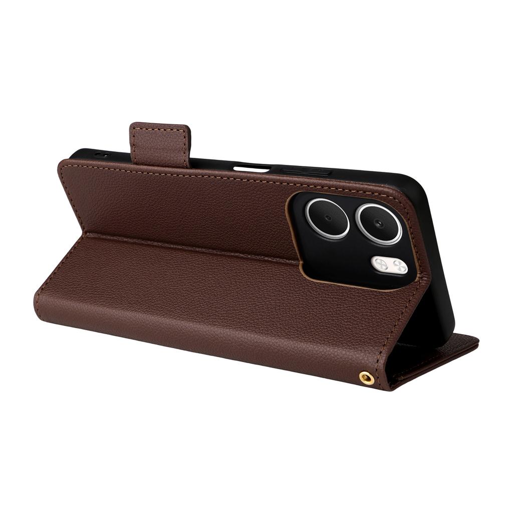 For Oppo A5x 5G/4G Case with Wrist Strap Litchi Texture PU Leather Wallet Phone Cover